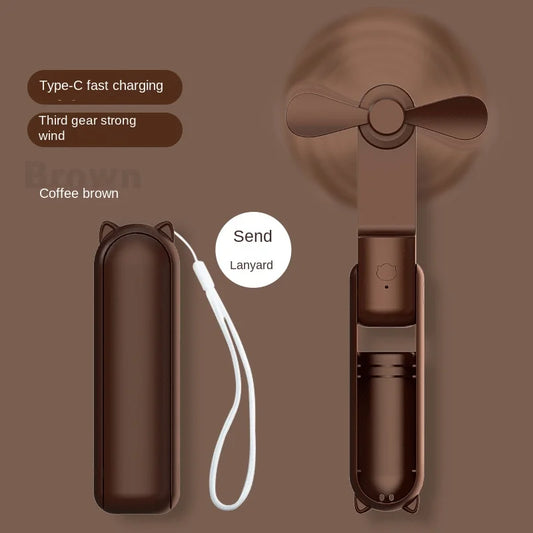 PocketBreeze Portable 3-in-1 Rechargeable Mini Fan with Power Bank - Ideal for Office, School, and Camping