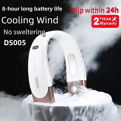 8000Mah USB Hanging Neck Fan Portable Bladeless Mini Rechargeable Mute LED Digital Display Electric Air Cooler Handheld